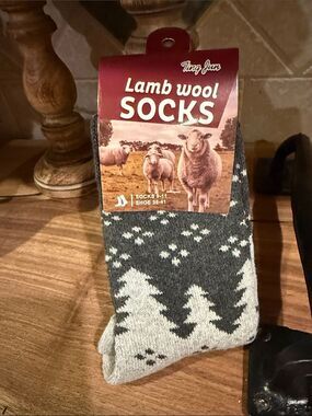 Ting Jun Lamb Wool Women’s Crew Socks - Charcoal/Light Gray - Shoe Size 9-11